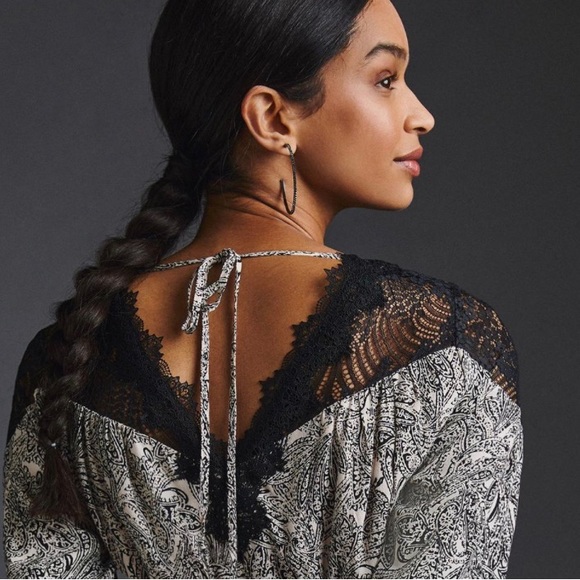 Anthropologie By Anthropologie Lacy V-Neck Mini Dress - Picture 9 of 11